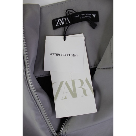 Zara NWT High Waisted Technical Mini Skirt Small Neutral Grey - Picture 8 of 9